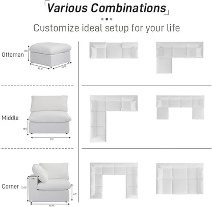 Cloud Modular Sectional Sofa Couch, 80.3" Convertible Couches Loveseat - Image 7