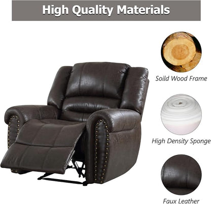 CANMOV Leather Recliner Chair, Classic and Traditional Manual Recliner Chair - Image 7
