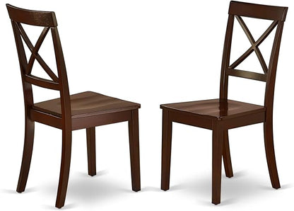 East West Furniture DLBO5-MAH-W 5 Piece Dining Room Table Set Includes a Round - Image 4