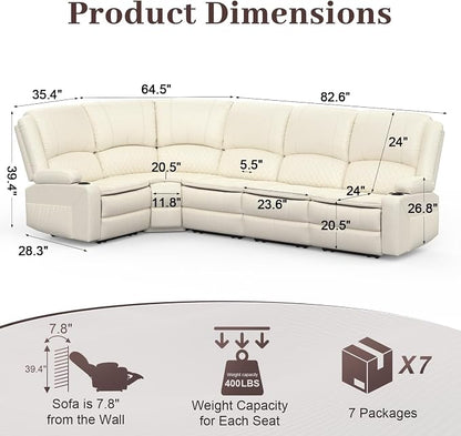 Yolsali 3-Seater Recliner Sofa, Manual Reclining Couch - Image 2