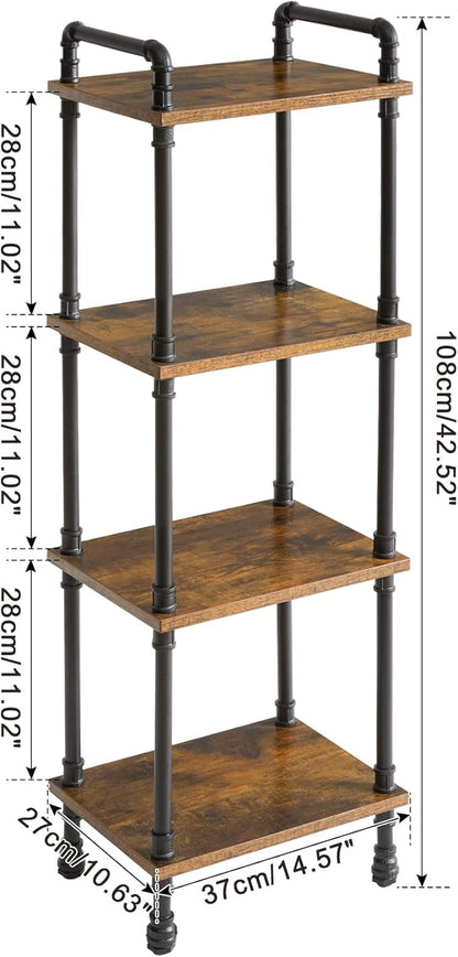 IBUYKE Industrial Pipe Ladder Shelf, 4-Tier Vintage Style Book Shelf, Free - Image 3