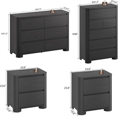 YANSNWO Minimalist Dresser and Nightstand Sets 4 Piece Bedroom Set, Wide & Tall - Image 3