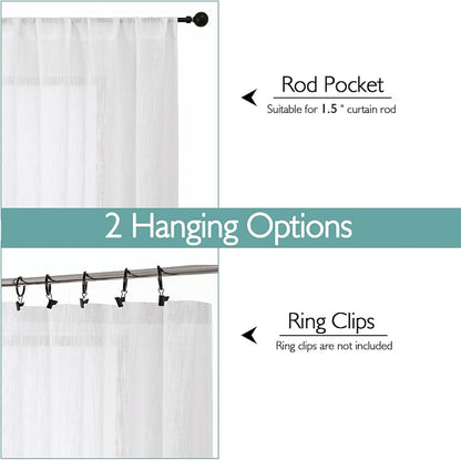 Chyhomenyc White Semi Sheer Curtains 96 Inches Long 2 Panels - Image 4