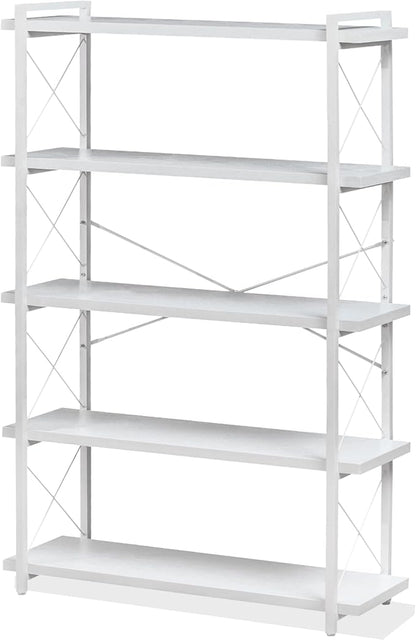 HCHQHS Bookshelf, 5-Tier Industrial Bookcase, Freestanding Tall Bookshelves by HCHQHS
