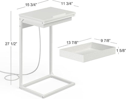 sthmec C Shaped End Table with Charging Station, 45° Tiltable Adjustable Flip - Image 3