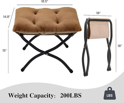 15" Folding Ottoman, Foldable Footrest Stool, Small Foot Stool - Image 3