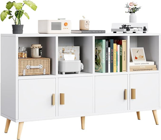 8-Cube Storage Organizer with Doors & 5 Solid Wood Legs, Mid-Century Modern by Flrrtenv