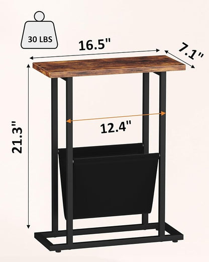 Yusong Narrow Side Table for Small Spaces, Small End Table Set of 2 - Image 3