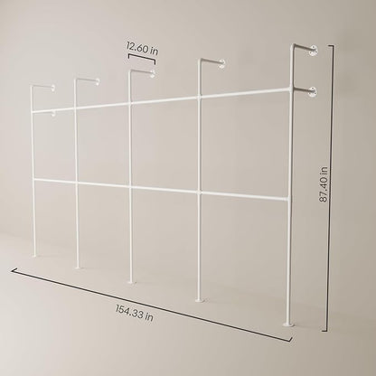 pamo Industrial Pipe Clothing Rack White Metal - Image 2