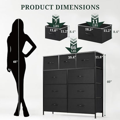 9-Drawer Dresser for Bedroom, Anti-Tip Tall Storage Organizer Chest of Drawers - Image 3