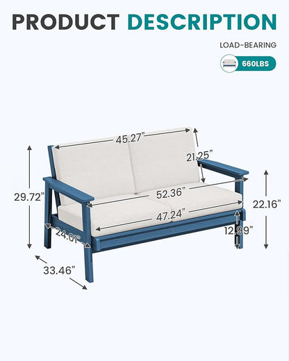 SERWALL HDPE Outdoor Patio Loveseat - Image 2
