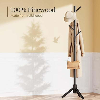 Pipishell Sturdy Wooden Coat Stand, 3 Adjustable Sizes Coat Tree - Image 4