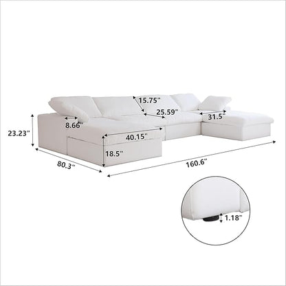JACH U-Shaped Cloud Couches for Living Room, 6-Seats Modular Convertible - Image 2