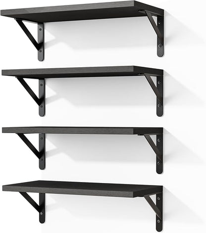 Fixwal Floating Shelves for Wall, Wood Wall Mounted Shelves for Bedroom by Fixwal
