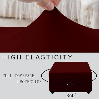 Super Stretch Ottoman Cover- Soft Form Fit Ottoman Cover Rectangular Ottoman - Image 5