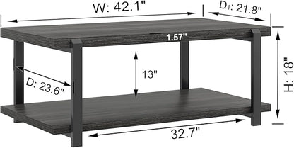 FOLUBAN Modern Coffee Table, Rustic Wood Center Table - Image 2