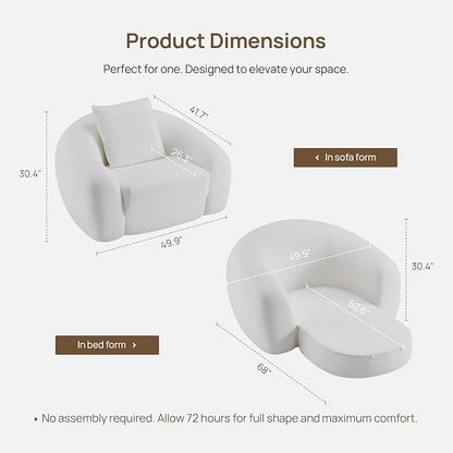 SICOTAS Curved Sofa Couch Bed for Living Room Convertible Futon Cloud Boneless - Image 2