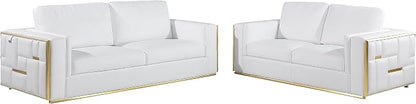 Blackjack Furniture Catania Modern Top Grain Italian Leather Sofa Set by BlackjackFurniture