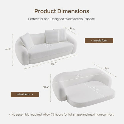 SICOTAS 90.6" Curved Convertible Sofa Couch Bed - Image 2