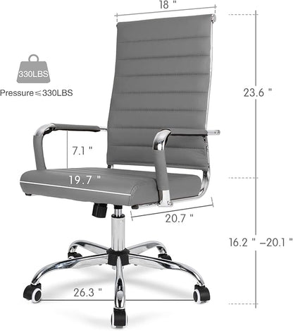 Home Office Chair Ribbed, Modern Leather Conference Room Chairs, Ergonomic - Image 3