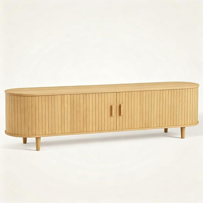 80" Mid Century Modern TV Stand, Wood TV Consoles - Image 9