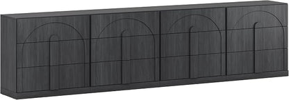 BELLEZE Sideboard Cabinet with 3 Drawers, Large Fluted Sideboard with Storage - Image 9