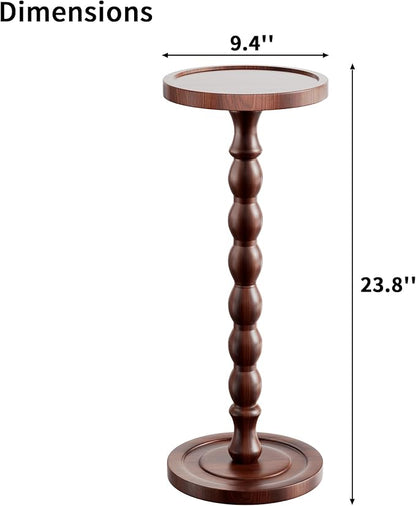 Solid Wood Drink Table, Rubber Wood‌ Small Round Side Table - Image 3