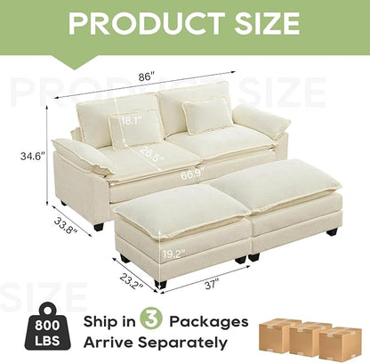 Oprisen 86" Modular Sectional Sofa, Comfy Cloud Couch Sectional Sofa - Image 2