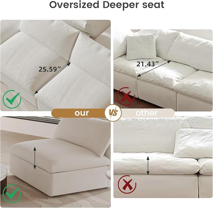 Cloud Modular Sectional Sofa Couch, 4 Seater Sofa - Image 5