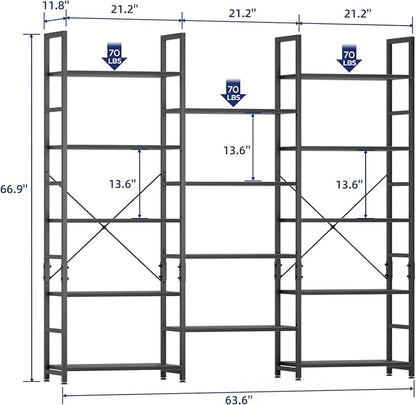 NUMENN Triple 5 Tier Bookshelf, Wide Book Shelf - Image 2