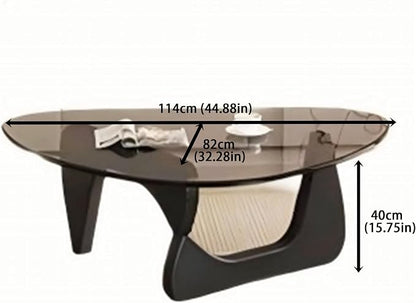 EASYSOUL Modern Glass Coffee Table, 44.88" D x 32.28" W x 15.75" H, Abstract - Image 2