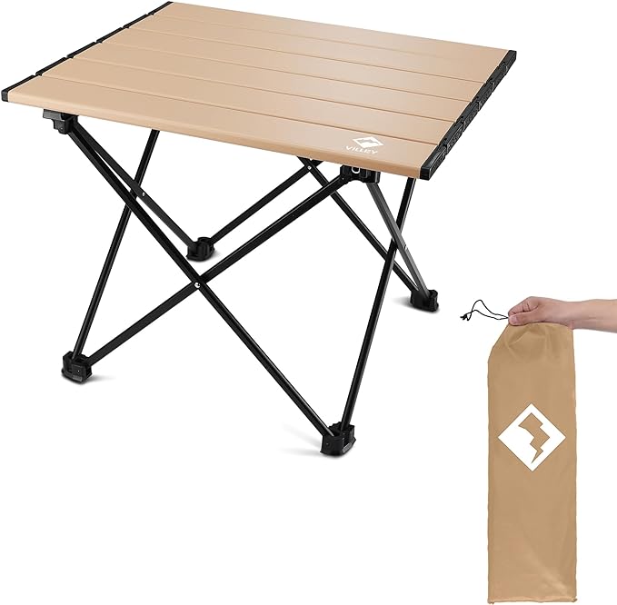 VILLEY Portable Camping Side Table, Ultralight Aluminum Folding Beach Table by VILLEY