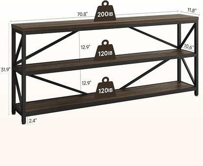 ONBRILL Industrial Console Sofa Table, 70.8 Inch Extra Long Entryway Table - Image 3