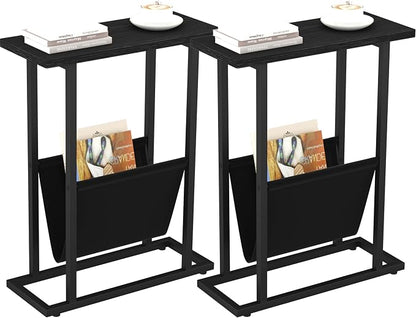 Yusong Narrow Side Table for Small Spaces, Small End Table Set of 2 by Yusong