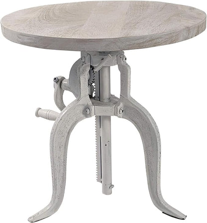 Carolina Chair & Table Adjustable Hand Crank 18" Wooden Top Rustic Side Table - Image 4