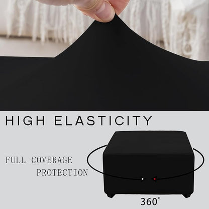 Super Stretch 40x40x15 inch Square Ottoman Cover- Soft Form Fit Ottoman Cover - Image 5