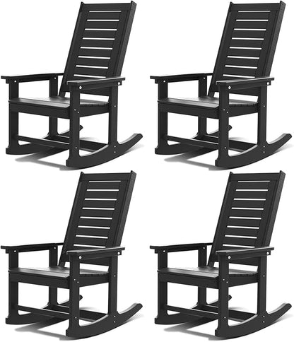 GREENVINES Outdoor Rocking Chairs | Set of 4 | Porch Rocker | HDPE Plastic | by GreenVines
