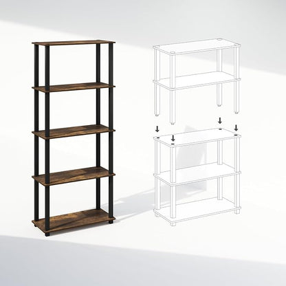 Furinno Turn-S-Tube Storage Shelves Set of 2, 3-Tier Book Shelf, Corner Shelf - Image 4