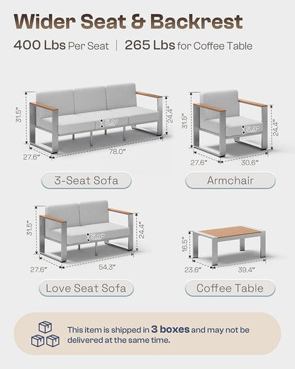 Aluminum Patio Furniture Set, 5 Seats Outdoor Patio Conversation Sets - Image 7