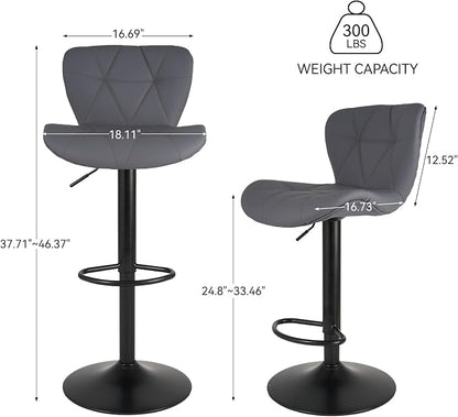 Nalupatio Modern Bar Stools Set of 3, Adjustable Faux Leather Upholstered - Image 2