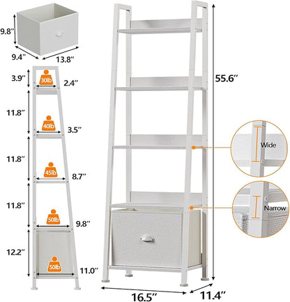 Furologee 5-Tier White Ladder Shelf, Ladder Bookshelf - Image 3