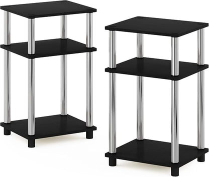 Furinno JUST Side Table Set of 2, 3-Tier Modern End Tables, Open Shelves Night - Image 6