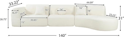 Merax 140" Curved Polyester Sectional Sofa Set, Modern Cloud Couch - Image 2