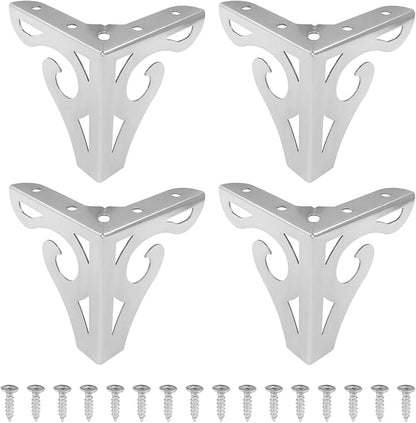 Piutouyar 4 Inch/10cm Hollow Out Furniture Legs Set of 4, Chrome Artistic Metal by Piutouyar