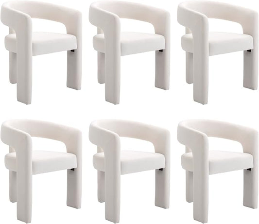 BESTANO Set of 6 Modern Velvet Fabric Upholstered Dining Chairs by BESTANO