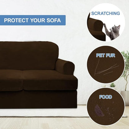CUCRAF T Cushion Sofa Cover 2 Piece Armchair Slipcovers, Soft Thick Velvet - Image 4