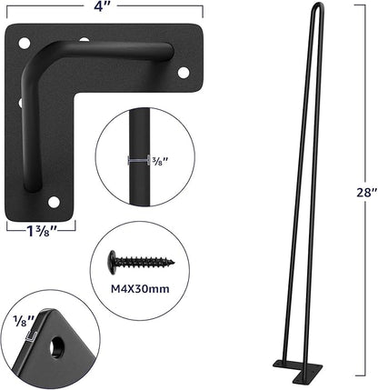 SMARTSTANDARD Hairpin Table Legs 30 Inch, 3/8" Solid Metal Legs - Image 3
