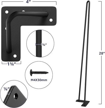 SMARTSTANDARD Hairpin Table Legs 24 Inch, 3/8" Solid Metal Legs - Image 3
