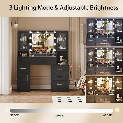 TOKSOM Makeup Vanity Desk with Mirror and Lights, Dressing Table Vanity Set - Image 7