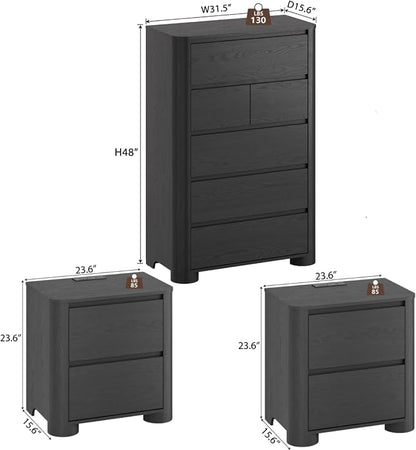 YANSNWO Modern Minimalist Dresser and Nightstand Sets 3 Piece Bedroom Set - Image 3